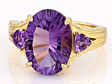 Purple Amethyst 18k Yellow Gold Over Sterling Silver Ring 4.57ctw