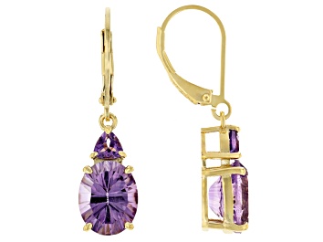 Picture of Amethyst 18k Yellow Gold Over Sterling Silver Earrings 4.00ctw