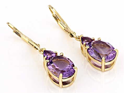 Amethyst 18k Yellow Gold Over Sterling Silver Earrings 4.00ctw