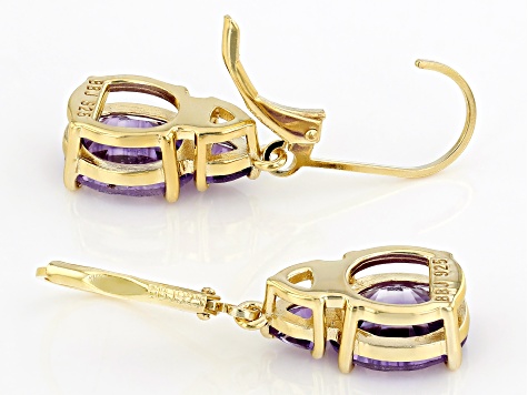 Amethyst 18k Yellow Gold Over Sterling Silver Earrings 4.00ctw