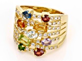 Multi-Gemstone 18k Yellow Gold Over Sterling Silver Ring 1.93ctw