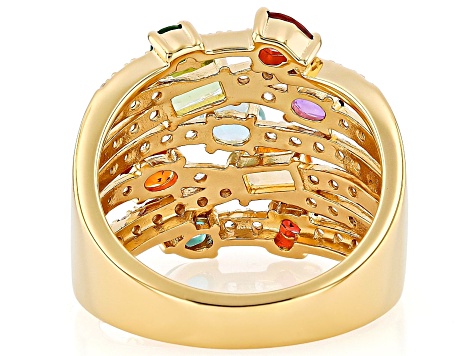 Multi-Gemstone 18k Yellow Gold Over Sterling Silver Ring 1.93ctw