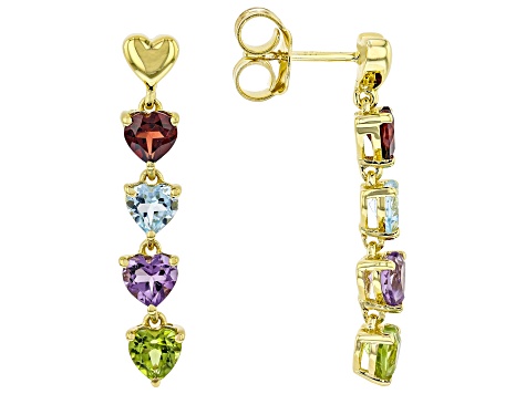 Multi-Gemstone 18k Yellow Gold Over Sterling Silver Earrings 3.81ctw