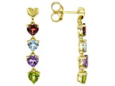 Multi-Gemstone 18k Yellow Gold Over Sterling Silver Earrings 3.81ctw