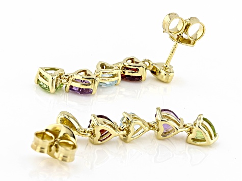 Multi-Gemstone 18k Yellow Gold Over Sterling Silver Earrings 3.81ctw