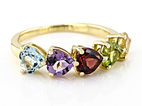 Multi-Gemstone 18k Yellow Gold Over Sterling Silver Ring 2.30ctw ...