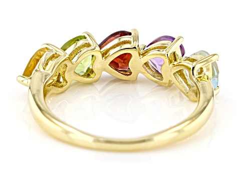 Multi-Gemstone 18k Yellow Gold Over Sterling Silver Ring 2.30ctw