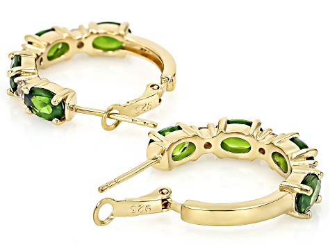 Chrome Diopside With White Zircon 18k Yellow Gold Over Sterling Silver Earrings 3.59ctw