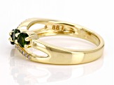 Chrome Diopside With White Zircon 18k Yellow Gold Over Sterling Silver Ring