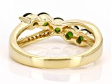 Chrome Diopside With White Zircon 18k Yellow Gold Over Sterling Silver Ring