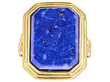 Picture of Blue Lapis Lazuli 18k Yellow Gold Over Sterling Silver Ring