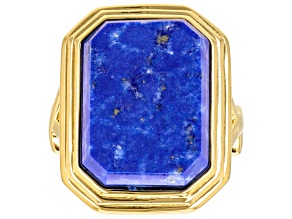 Blue Lapis Lazuli 18k Yellow Gold Over Sterling Silver Ring