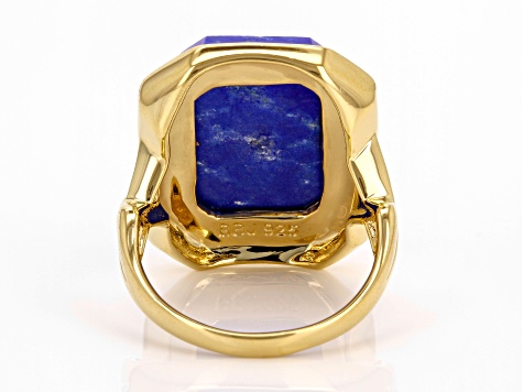 Blue Lapis Lazuli 18k Yellow Gold Over Sterling Silver Ring