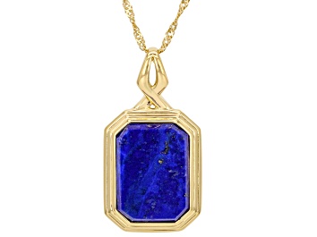 Picture of Lapis Lazuli 18k Yellow Gold Over Sterling Silver Pendant With Chain