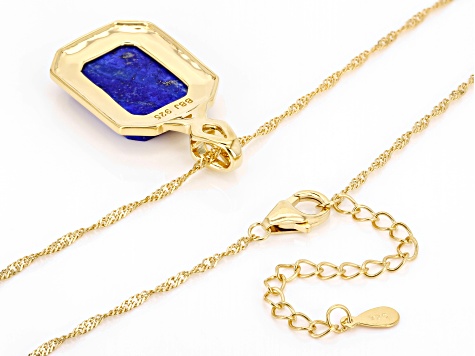 Lapis Lazuli 18k Yellow Gold Over Sterling Silver Pendant With Chain