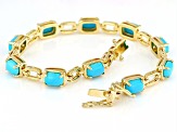 Blue Sleeping Beauty Turquoise 18k Yellow Gold Over Sterling Silver Bracelet