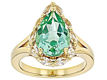 Picture of Green Lab Spinel With White Lab Sapphire 18k Yellow Gold Over Sterling Silver Ring 3.57ctw