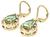 Green Lab Spinel With White Lab Sapphire 18k Yellow Gold Over Sterling Silver Earrings 8.16ctw