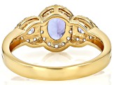 Tanzanite With White Zircon 18k Yellow Gold Over Sterling Silver Ring 1.35ctw