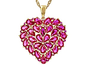 Lab Created Ruby 18k Yellow Gold Over Sterling Silver Pendant With Chain 5.27ctw