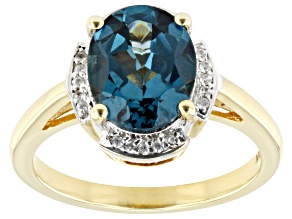Teal Lab Created Spinel With White Zircon 18k Yellow Gold Over Sterling Silver Ring 2.95ctw