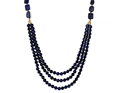 Lapis Lazuli 18k Yellow Gold Over Sterling Silver Necklace