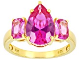 Pink Lab Created Sapphire 18k Yellow Gold Over Sterling Silver Ring