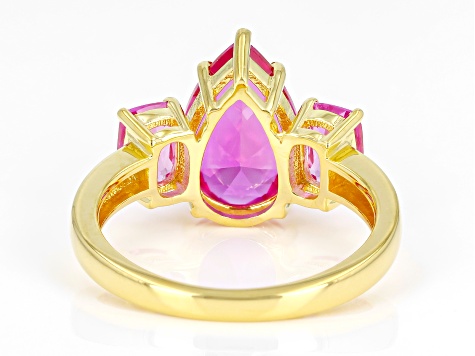 Pink Lab Created Sapphire 18k Yellow Gold Over Sterling Silver Ring