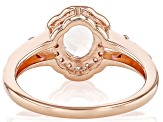 Peach Morganite With Pink Sapphire & White Zircon 18k Rose Gold Over Sterling Silver Ring 1.08ctw
