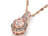 Morganite, Pink Sapphire, White Zircon 18k Rose Gold Over Sterling Silver Pendant With Chain 1.15ctw