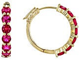 Red Lab Created Ruby 18k Yellow Gold Over Sterling Silver Earrings 3.84ctw