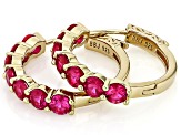 Red Lab Created Ruby 18k Yellow Gold Over Sterling Silver Earrings 3.84ctw