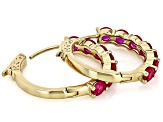 Red Lab Created Ruby 18k Yellow Gold Over Sterling Silver Earrings 3.84ctw