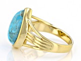 Blue Turquoise 18k Yellow Gold Over Sterling Silver Ring