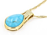 Blue Turquoise 18k Yellow Gold Over Sterling Silver Pendant With Chain