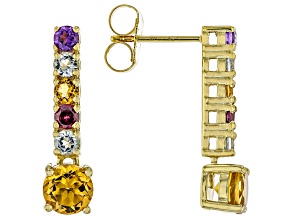 Multi Gemstone 18k Yellow Gold Over Sterling Silver Earrings 2.51ctw