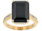 Black Spinel With White Zircon 18k Yellow Gold Over Sterling Silver Ring 7.31ctw