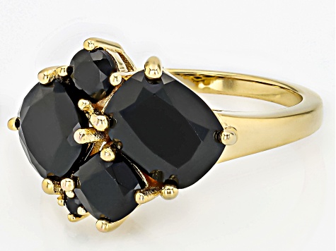 Black Spinel 18k Yellow Gold Over Sterling Silver Ring 5.14ctw