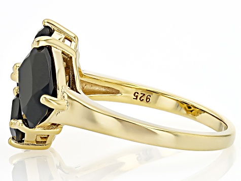 Black Spinel 18k Yellow Gold Over Sterling Silver Ring 5.14ctw