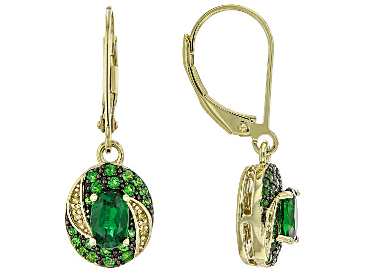 ウッティイ。 Chrome Diopside With Yellow Diamond 18k Yellow Gold Over