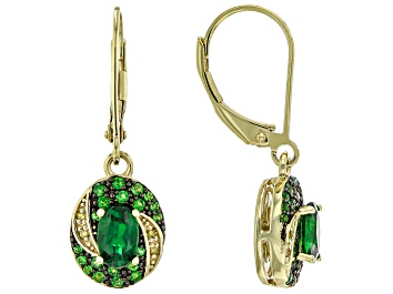 Picture of Chrome Diopside With Yellow Diamond 18k Yellow Gold Over Sterling Silver Earrings 1.19ctw