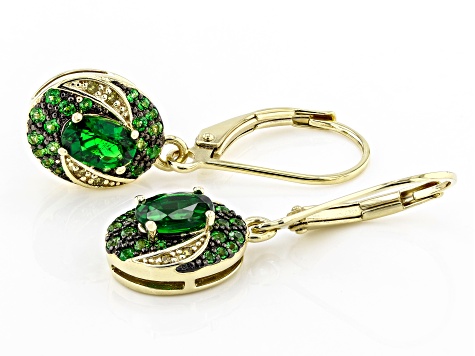 Chrome Diopside With Yellow Diamond 18k Yellow Gold Over