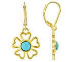 Blue Sleeping Beauty Turquoise 18k Yellow Gold Over Sterling Silver Earrings