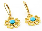 Blue Sleeping Beauty Turquoise 18k Yellow Gold Over Sterling Silver Earrings