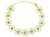 Blue Sleeping Beauty Turquoise 18k Yellow Gold Over Sterling Silver Bracelet