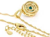 Sleeping Beauty Turquoise & Zircon 18k Yellow Gold Over Sterling Silver Pendant With Chain 0.36ctw