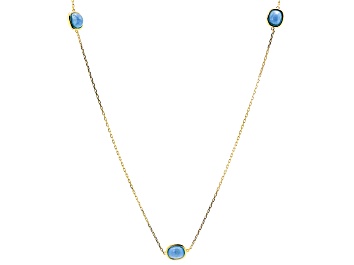 Picture of Blue Turquoise 18k Yellow Gold Over Sterling Silver Station Necklace