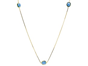 Blue Turquoise 18k Yellow Gold Over Sterling Silver Station Necklace