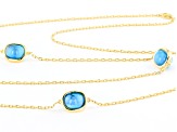 Blue Turquoise 18k Yellow Gold Over Sterling Silver Station Necklace