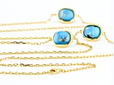 Blue Turquoise 18k Yellow Gold Over Sterling Silver Station Necklace